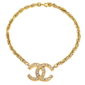 VINTAGE CHANEL LARGE CC NECKLACE WITH RHINESTONES