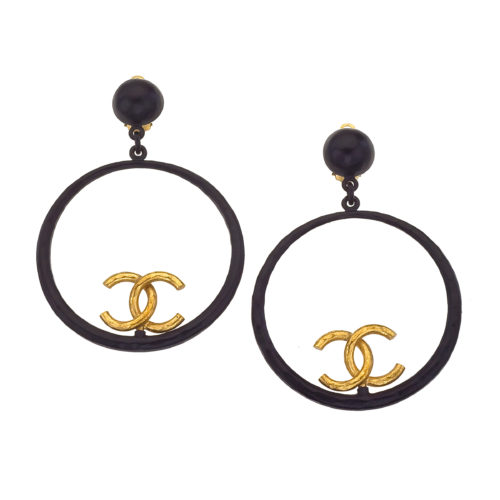Vintage Chanel Earrings Round Double Medallion CC Logo Gold  Timeless  Vintage Company