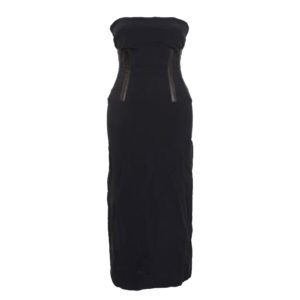 GUCCI BLACK TUBE CORSET DRESS WITH LEATHER INSERTS