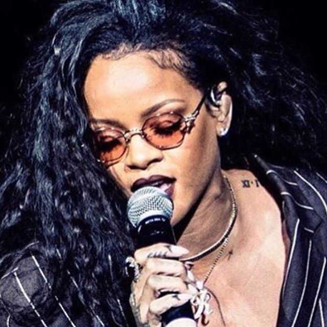 Rihanna Wears Depuis 1924 Vintage Chanel Sunglasses and Necklace