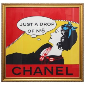 EXTREMELY RARE CHANEL “DROP OF NO.5” SCARF IN GOLD FRAME