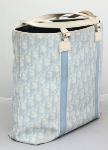 John Galliano for Christian Dior Light Blue Logo Oblique Tote Bag with 2  For Sale at 1stDibs